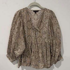 Banana Republic Paisley Blouse in Tan and Cream